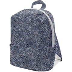 Blue Ornament Complex Mosaic Print Pattern Zip Up Backpack by dflcprintsclothing
