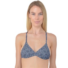 Blue Ornament Complex Mosaic Print Pattern Reversible Tri Bikini Top by dflcprintsclothing