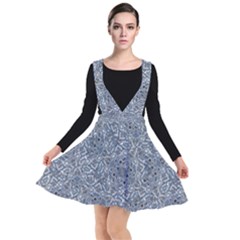 Blue Ornament Complex Mosaic Print Pattern Plunge Pinafore Dress by dflcprintsclothing