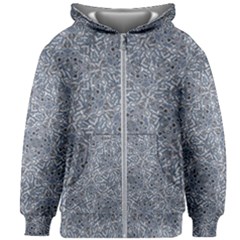 Blue Ornament Complex Mosaic Print Pattern Kids  Zipper Hoodie Without Drawstring by dflcprintsclothing