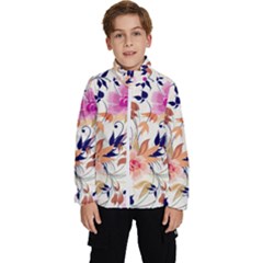 Abstract Floral Background Kids  High Neck Windbreaker by kyorashop23
