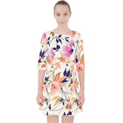 Abstract Floral Background Quarter Sleeve Pocket Dress by kyorashop23