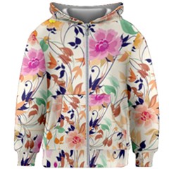 Abstract Floral Background Kids  Zipper Hoodie Without Drawstring by kyorashop23
