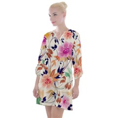 Abstract Floral Background Open Neck Shift Dress by kyorashop23
