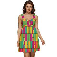 Abstract-background Ruffle Strap Babydoll Chiffon Dress by kyorashop23