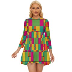 Abstract-background Long Sleeve Babydoll Dress by kyorashop23
