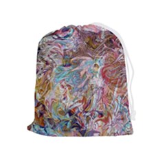 Abstract Waves Drawstring Pouch (xl) by kaleidomarblingart