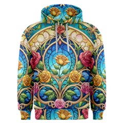 Roses Floral Stained Glass Vibrant Men s Overhead Hoodie by Grandong