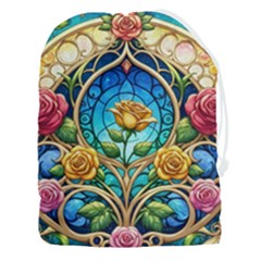 Roses Floral Stained Glass Vibrant Drawstring Pouch (3xl) by Grandong