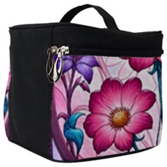 Fantasy Pink Flowers Stained Glass Make Up Travel Bag (big) by Grandong
