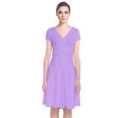 Luscious Lavender Hex #cca3e7 Short Sleeve Front Wrap Dress by dressshop