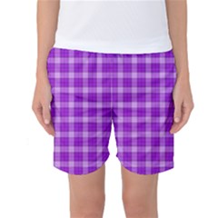 Purple Plaid Tartan 3 Women s Basketball Shorts by dressshop