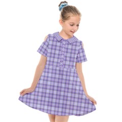 Purple Plaid Tartan 2 Kids  Short Sleeve Shirt Dress by dressshop