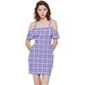 Purple Plaid Tartan 2 Shoulder Frill Bodycon Summer Dress View3