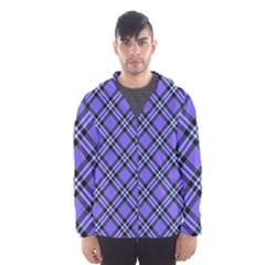 Blue Tartan Plaid 1 Diagonal Men s Hooded Windbreaker by dressshop