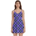 Blue Tartan Plaid 1 Diagonal Body Wrap Sleeveless V-Neck Mini Dress View1