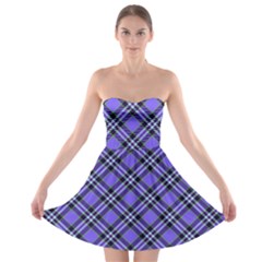 Blue Tartan Plaid 1 Diagonal Strapless Bra Top Dress by dressshop