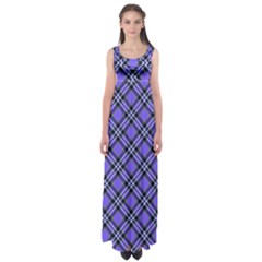 Blue Tartan Plaid 1 Diagonal Empire Waist Maxi Dress by dressshop