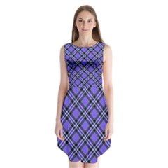 Blue Tartan Plaid 1 Diagonal Sleeveless Chiffon Dress   by dressshop