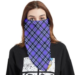 Blue Tartan Plaid 1 Diagonal Face Covering Bandana (triangle) by dressshop