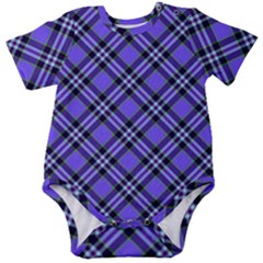 Blue Tartan Plaid 1 Diagonal Baby Short Sleeve Bodysuit by dressshop
