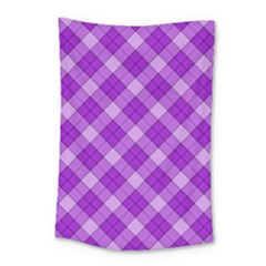 Purple Plaid Tartan 3 Diagonal (2) Small Tapestry by dressshop