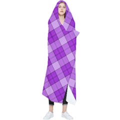Purple Plaid Tartan 3 Diagonal (2) Wearable Blanket by dressshop