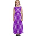 Purple Plaid Tartan 3 Diagonal (2) Kids  Satin Sleeveless Maxi Dress View1