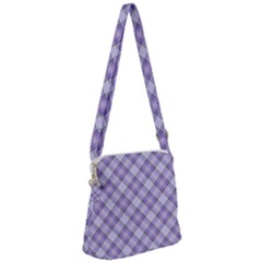 Purple Plaid Tartan 2 Diagonal Zipper Messenger Bag by dressshop