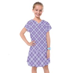 Purple Plaid Tartan 2 Diagonal Kids  Drop Waist Dress by dressshop