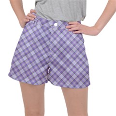 Purple Plaid Tartan 2 Diagonal Women s Ripstop Shorts by dressshop