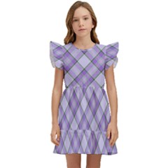 Purple Plaid Tartan 2 Diagonal Kids  Winged Sleeve Dress by dressshop
