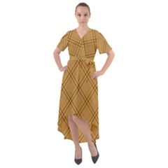 Autumn Fall Plaid Tartan 1 Diagonal Front Wrap High Low Dress by dressshop