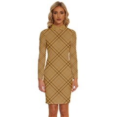 Autumn Fall Plaid Tartan 1 Diagonal Long Sleeve Shirt Collar Bodycon Dress by dressshop