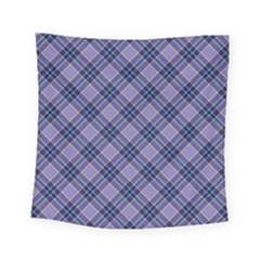 Purple Plaid Tartan 1 Diagonal Square Tapestry (small) by dressshop