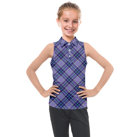 Purple Plaid Tartan 1 Diagonal Kids  Sleeveless Polo T-shirt by dressshop