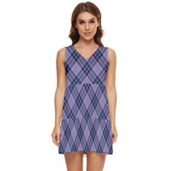 Purple Plaid Tartan 1 Diagonal Tiered Sleeveless Mini Dress by dressshop