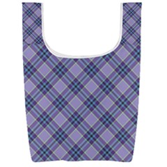 Purple Plaid Tartan 1 Diagonal Foldable Shopping Bag by dressshop