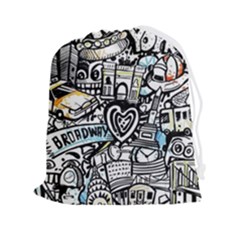 Doodle New York City Nyc Drawstring Pouch (2xl) by Salmanaz77