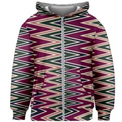 Pattern Zigzag Stripe Design Kids  Zipper Hoodie Without Drawstring by Maspions