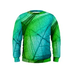 Texture Green Leaf Abstraction 3d Kids  Sweatshirt by Salmanaz77