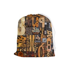 3d Letters Macro Wooden Letters Letters Textures Drawstring Pouch (large) by Salmanaz77