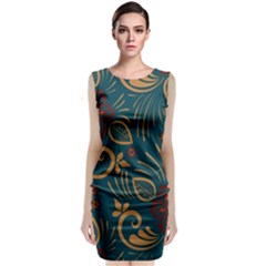 Flowers Floral Retro Flower Texture Sleeveless Velvet Midi Dress by Salmanaz77