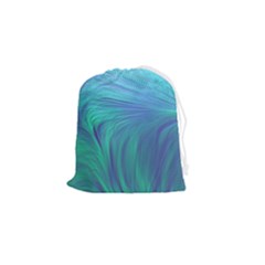 Psicodelia Zyguratti Texture Cyanturquoise Drawstring Pouch (small) by Salmanaz77