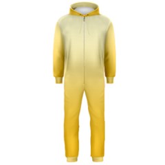 Cream Yellow To Amber Orange Linear Gradient Hooded Jumpsuit (men) by GradientsOmbre