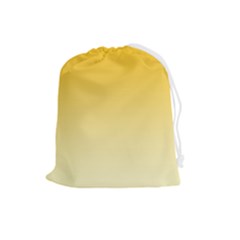 Amber Orange To Cream Yellow Linear Gradient Drawstring Pouch (large) by GradientsOmbre