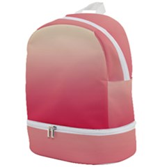 Cream Yellow To Crimson Red Linear Gradient Zip Bottom Backpack by GradientsOmbre