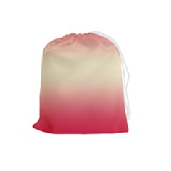 Crimson Red To Cream Yellow Bilinear Gradient Drawstring Pouch (large) by GradientsOmbre