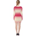 Crimson Red To Cream Yellow Bilinear Gradient V-neck Bodycon Long Sleeve Dress View2