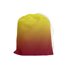 Electric Yellow To Burgundy Red Linear Gradient Drawstring Pouch (large) by GradientsOmbre